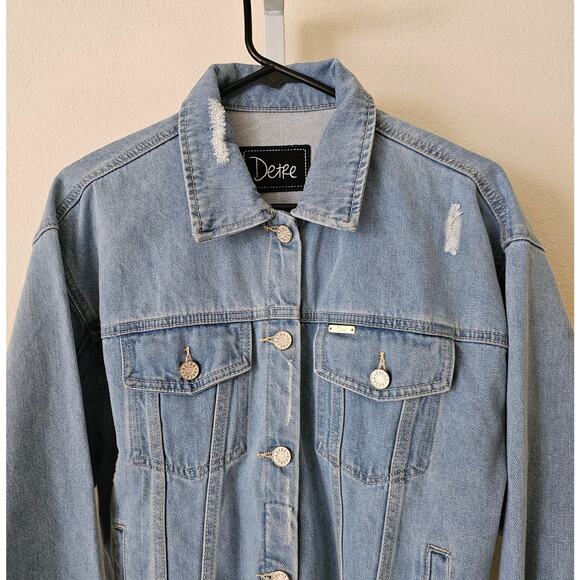 DETRE Everyday Dress-Up Buttercup Oversized Rip Denim Jacket by Dede Raad Sz L - Picture 6 of 14
